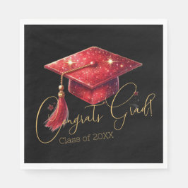 Elegante Congrats Afstudeerwerk in Rood, Goud & Zw Servet
