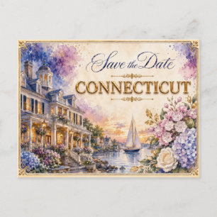 Elegante Connecticut Save the Date Trouw Uitnodigi Briefkaart