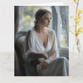 Elegante contemplatie: Waterverf Kaart (Gele Bloem)