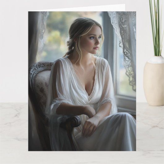 Elegante contemplatie: Waterverf Kaart (Voorkant)