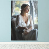 Elegante contemplatie: Waterverf kunst Canvas Afdruk (Insitu (Houten vloer))