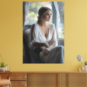 Elegante contemplatie: Waterverf kunst Canvas Afdruk (Insitu (Woonkamer))