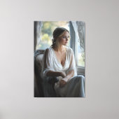 Elegante contemplatie: Waterverf kunst Canvas Afdruk (Voorkant)