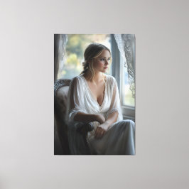 Elegante contemplatie: Waterverf kunst Canvas Afdruk