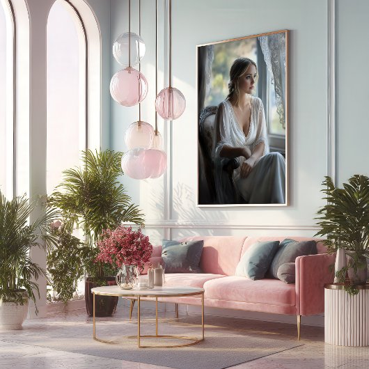 Elegante contemplatie: Waterverf kunst Poster