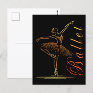 Elegante contouren van een ballerina die ballet ui briefkaart