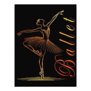 Elegante contouren van een ballerina die ballet ui foto afdruk