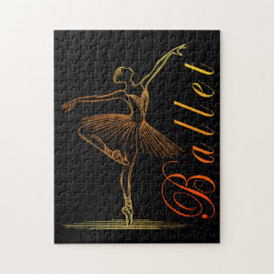 Elegante contouren van een ballerina die ballet ui legpuzzel