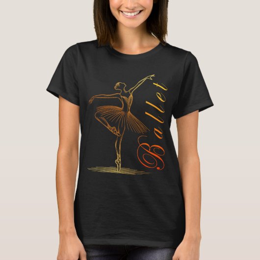 Elegante contouren van een ballerina die ballet ui t-shirt (Voorkant)