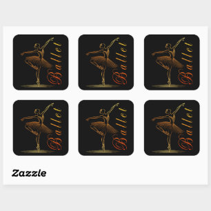 Elegante contouren van een ballerina die ballet ui vierkante sticker