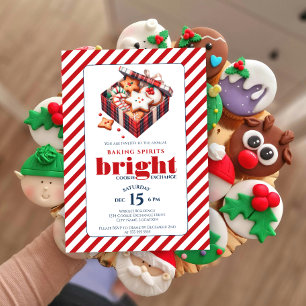 Elegante Cookie Exchange Party Blauw Rood Kaart
