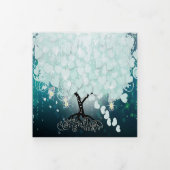 Elegante Cool Aqua Heart Leaf Wedding Drieluik Uitnodiging (Cover)