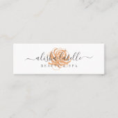 Elegante Copper Floral Roos Flower & Script Mini Visitekaartje (Voorkant)