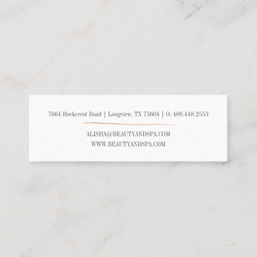 Elegante Copper Floral Roos Flower & Script Mini Visitekaartje (Achterkant)