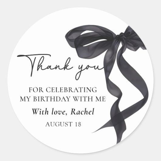 Elegante Coquette Black Bow Verjaardag Sticker (Voorkant)