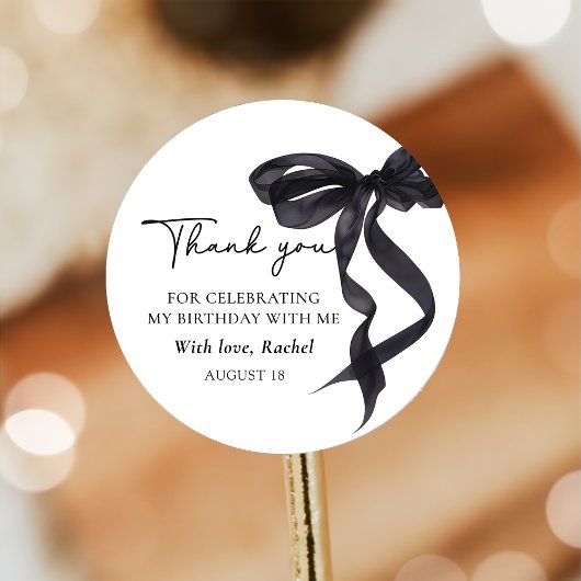 Elegante Coquette Black Bow Verjaardag Sticker