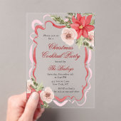 Elegante Coquette Bloemen Kerst Cocktail Party Acryl Uitnodigingen (Insitu (Draagbaar))