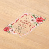 Elegante Coquette Bloemen Kerst Cocktail Party Acryl Uitnodigingen (Laagn)