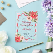 Elegante Coquette Bloemen Kerst Cocktail Party Acryl Uitnodigingen (Insitu (Huwelijk))