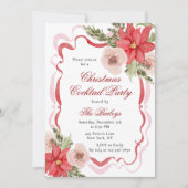 Elegante Coquette Bloemen Kerst Cocktail Party Kaart (Voorkant)