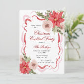 Elegante Coquette Bloemen Kerst Cocktail Party Kaart (Staand voorkant)