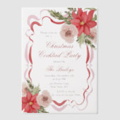 Elegante Coquette Bloemen Kerst Cocktail Party Vellum Uitnodigingen (Voorkant)