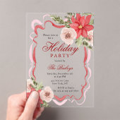 Elegante Coquette Bloemen Kerstfeest Acryl Uitnodigingen (Insitu (Draagbaar))