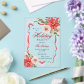 Elegante Coquette Bloemen Kerstfeest Acryl Uitnodigingen (Insitu (Huwelijk))
