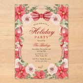 Elegante Coquette Bloemen Kerstfeest Acryl Uitnodigingen (Voorkant)