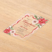 Elegante Coquette Bloemen Kerstfeest Acryl Uitnodigingen (Laagn)