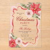 Elegante Coquette Bloemen Kerstfeest Acryl Uitnodigingen (Voorkant)