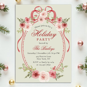 Elegante Coquette Bloemen Kerstfeest Acryl Uitnodigingen