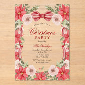 Elegante Coquette Bloemen Kerstfeest Acryl Uitnodigingen (Voorkant)