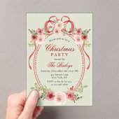 Elegante Coquette Bloemen Kerstfeest Acryl Uitnodigingen (Insitu (Draagbaar))