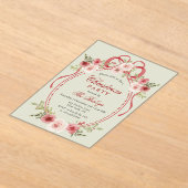 Elegante Coquette Bloemen Kerstfeest Acryl Uitnodigingen (Laagn)