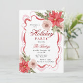 Elegante Coquette Bloemen Kerstfeest Kaart (Staand voorkant)