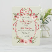 Elegante Coquette Bloemen Kerstfeest Kaart (Staand voorkant)