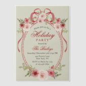 Elegante Coquette Bloemen Kerstfeest Vellum Uitnodigingen (Voorkant)