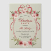 Elegante Coquette Bloemen Kerstfeest Vellum Uitnodigingen (Voorkant)