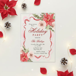 Elegante Coquette Bloemige Kerstfeest Acryl Uitnodigingen