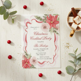 Elegante Coquette Bloemrijke Kerst Cocktail Party Vellum Uitnodigingen