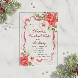 Elegante Coquette Bloemrijke Kerst Cocktailparty Acryl Uitnodigingen