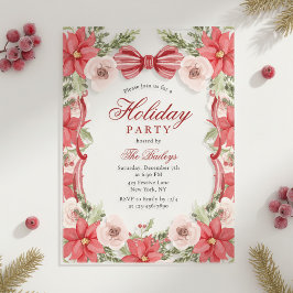 Elegante Coquette Bloemrijke Kerst Vakantie Feest Acryl Uitnodigingen