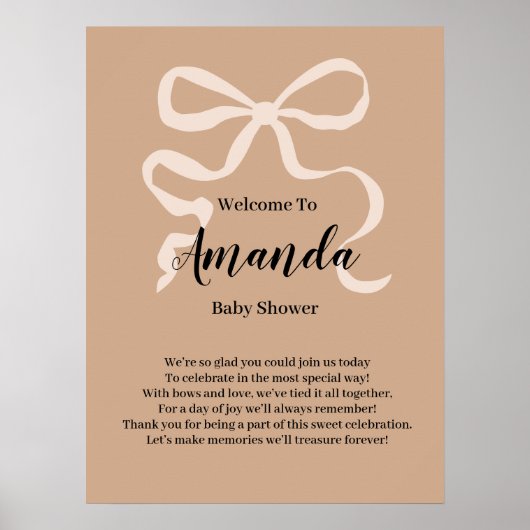 Elegante coquette boog Welkom Baby shower Poster (Voorkant)