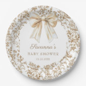 Elegante Coquette Bow & Chinoiserie Baby shower Papieren Bordje (Voorkant)
