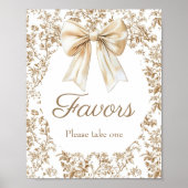 Elegante Coquette Bow Chinoiserie Baby shower Poster (Voorkant)