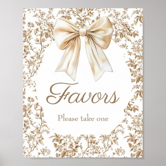 Elegante Coquette Bow Chinoiserie Baby shower Poster (Voorkant)