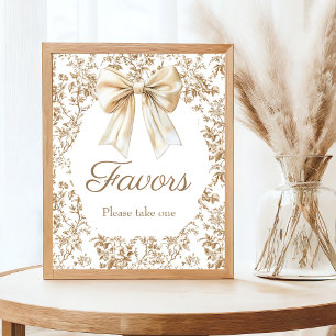 Elegante Coquette Bow Chinoiserie Baby shower Poster