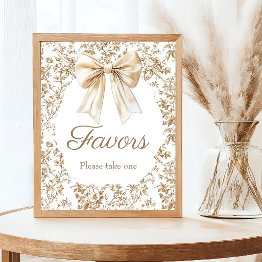 Elegante Coquette Bow Chinoiserie Baby shower Poster