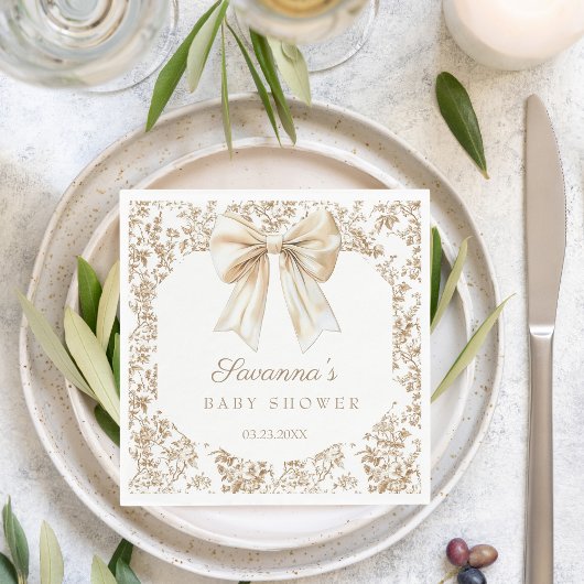 Elegante Coquette Bow Chinoiserie Baby shower Servet
